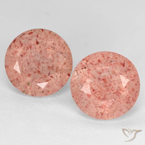 5.63ctw Natural Rosado rosa durazno Cuarzo fresa, Redondo, Translúcido