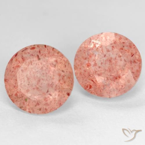 Gemas de Cuarzo fresa Rosado rosa durazno natural de 5.63 ct, Redondo, Translúcido