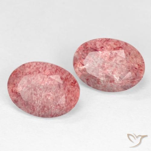 Gemas de Cuarzo fresa Rosado Bubblegum natural de 2.82 ct, Ovalada, Translúcido
