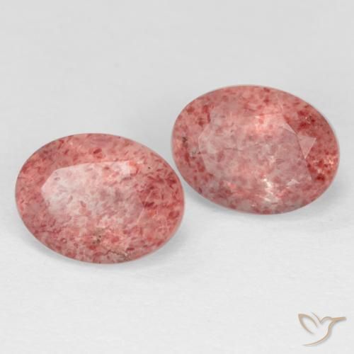 Gemas de Cuarzo fresa Rosado medio natural de 2.82 ct, Ovalada, Translúcido