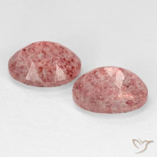 Gemas de Cuarzo fresa Rosado medio natural de 2.82 ct, Ovalada, Translúcido