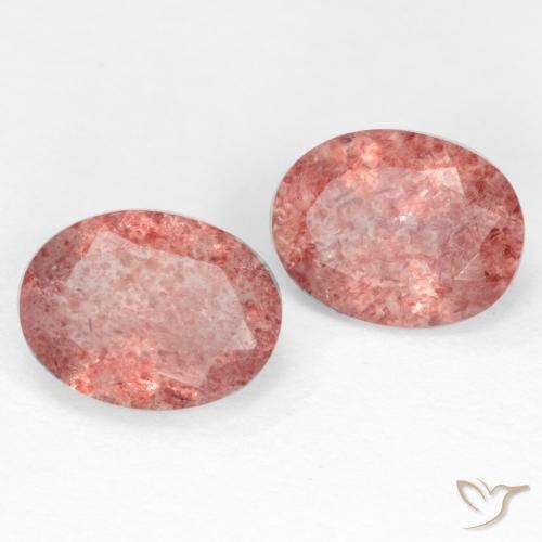 Gemas de Cuarzo fresa Rosa rosado natural de 2.36 ct, Ovalada, Translúcido