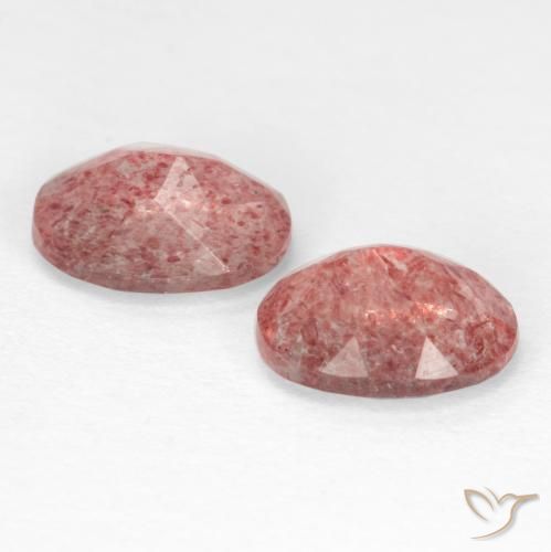 Gemas de Cuarzo fresa Rosa rosado natural de 2.36 ct, Ovalada, Translúcido