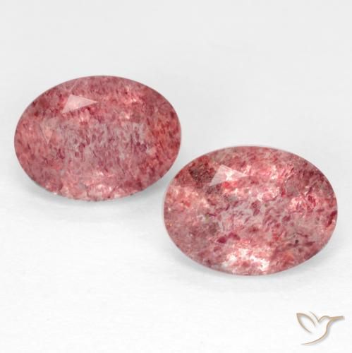 2.37ctw Natural Rosa oscuro cuarzo fresa, Ovalada, Translúcido