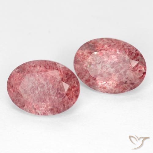 Gemas de Cuarzo fresa Rosa oscuro natural de 2.37 ct, Ovalada, Translúcido