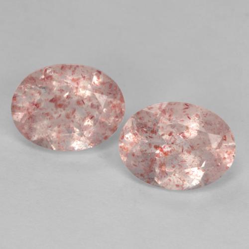 Gemas de cuarzo fresa rosa natural de 2,47 ct, corte óvalo, transparente