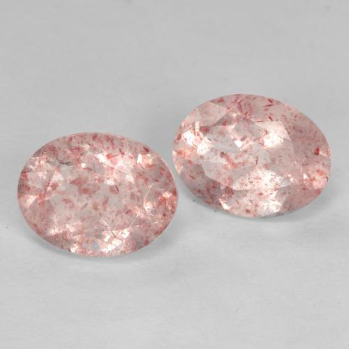 Gemas de cuarzo fresa rosa natural de 2,47 ct, corte óvalo, transparente