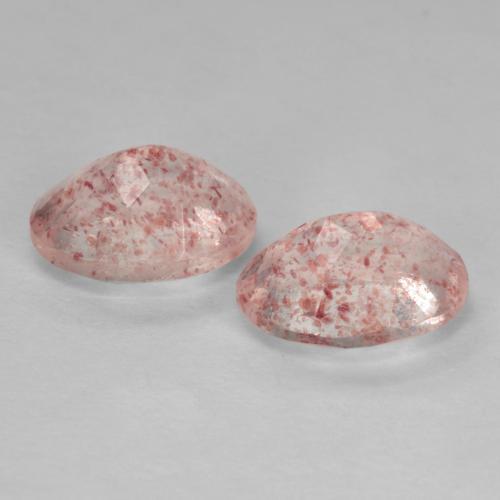 Gemas de cuarzo fresa rosa natural de 2,47 ct, corte óvalo, transparente