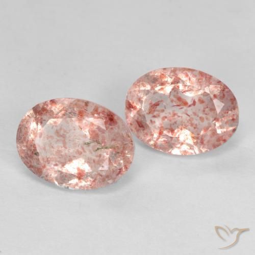 Gemas de Cuarzo fresa Rosado terroso natural de 2.34 ct, Ovalada, Translúcido
