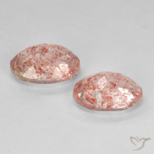 Gemas de Cuarzo fresa Rosado terroso natural de 2.34 ct, Ovalada, Translúcido