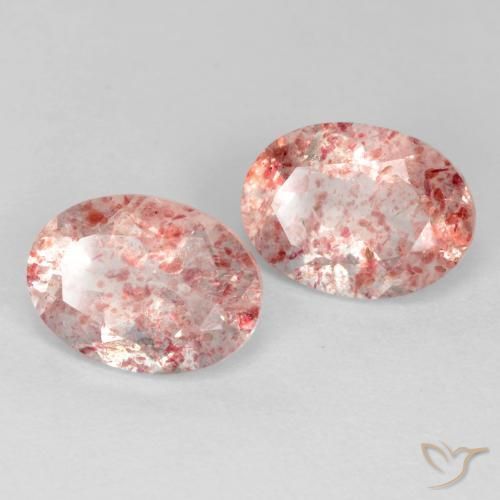 Gemas de Cuarzo fresa Rosado cálido claro natural de 2.47 ct, Ovalada, Transparente