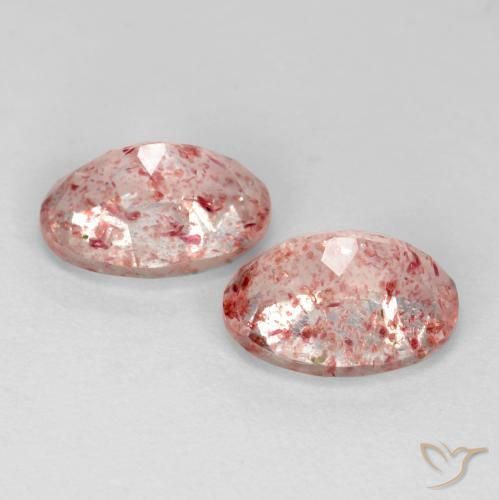 Gemas de Cuarzo fresa Rosado cálido claro natural de 2.47 ct, Ovalada, Transparente