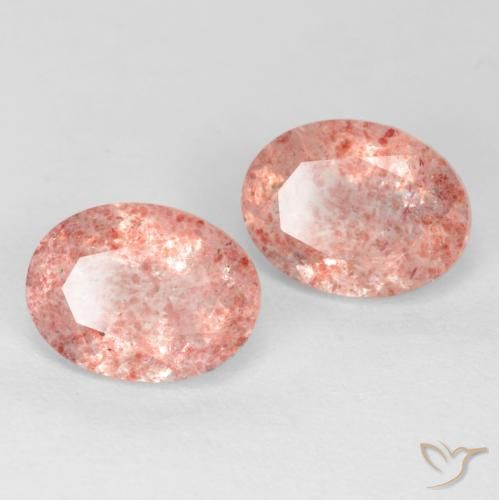 Gemas de Cuarzo fresa Rosado claro medio natural de 2.49 ct, Ovalada, Translúcido