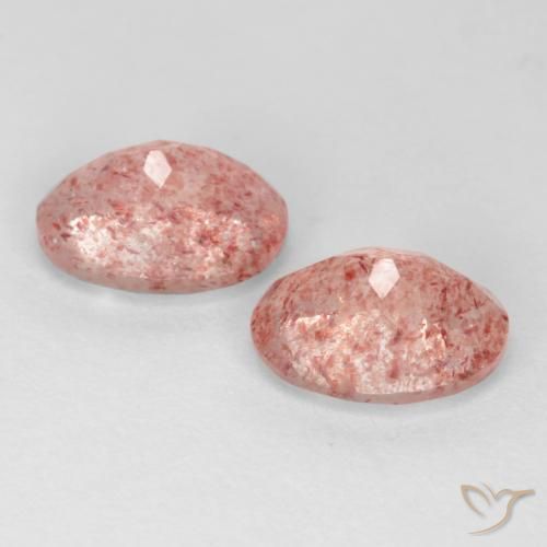 Gemas de Cuarzo fresa Rosado claro medio natural de 2.49 ct, Ovalada, Translúcido