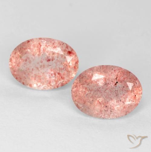 2.34ctw Natural Rosado terroso cuarzo fresa, Ovalada, Translúcido