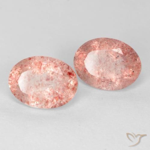 Gemas de Cuarzo fresa Rosado terroso natural de 2.34 ct, Ovalada, Translúcido