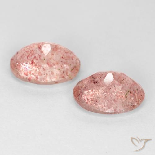 Gemas de Cuarzo fresa Rosado terroso natural de 2.34 ct, Ovalada, Translúcido