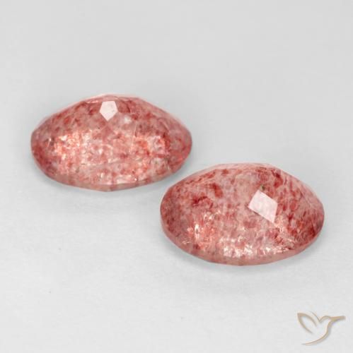 Gemas de Cuarzo fresa Rosa oscuro natural de 2.39 ct, Ovalada, Translúcido