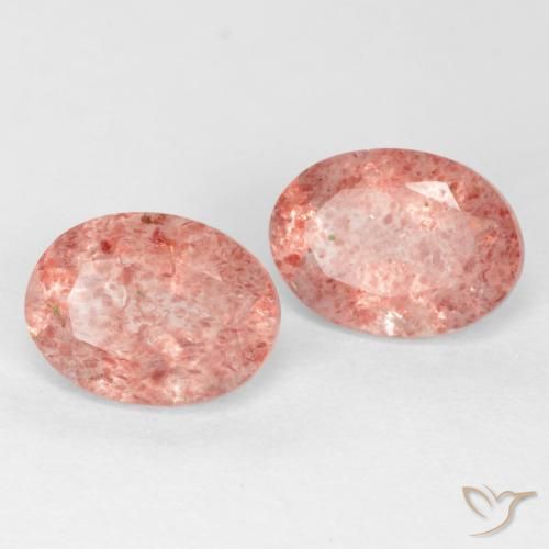 Gemas de Cuarzo fresa Rosado claro natural de 2.49 ct, Ovalada, Translúcido