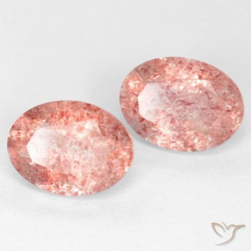 Gemas de Cuarzo fresa Rosado medio natural de 2.39 ct, Ovalada, Translúcido