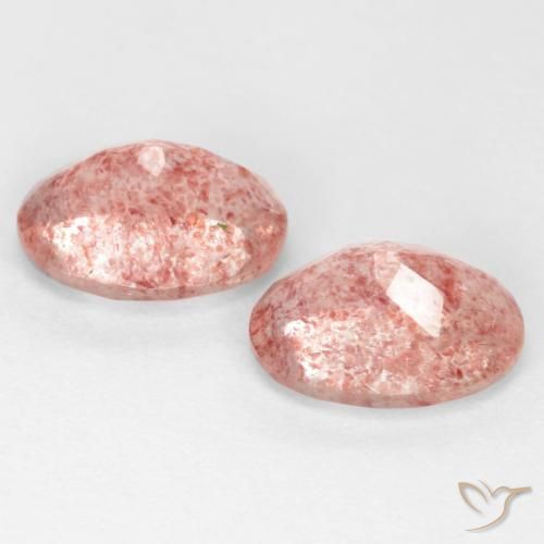 Gemas de Cuarzo fresa Rosado medio natural de 2.39 ct, Ovalada, Translúcido