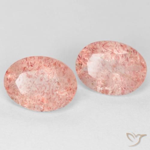 Gemas de Cuarzo fresa Rosado claro medio natural de 2.32 ct, Ovalada, Translúcido