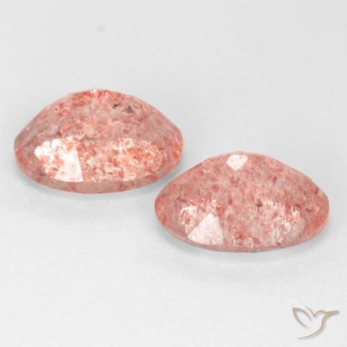 Gemas de Cuarzo fresa Rosado claro medio natural de 2.43 ct, Ovalada, Translúcido