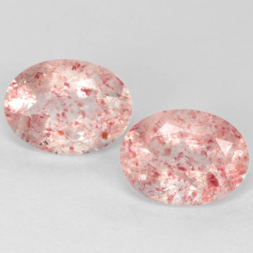 Gemas de Cuarzo Fresa Rosado medio natural de 2.41 ct, Corte Óvalo, Transparente