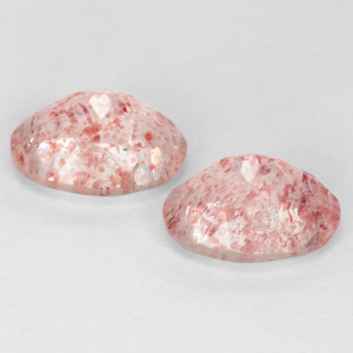 Gemas de Cuarzo Fresa Rosado medio natural de 2.41 ct, Corte Óvalo, Transparente