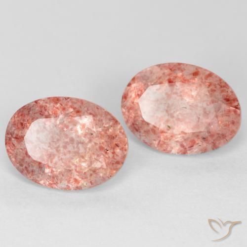 Gemas de Cuarzo fresa Rosado claro natural de 2.29 ct, Ovalada, Translúcido