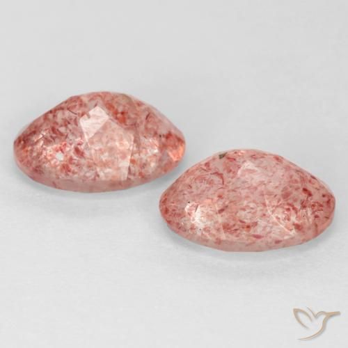 Gemas de Cuarzo fresa Rosado claro natural de 2.29 ct, Ovalada, Translúcido
