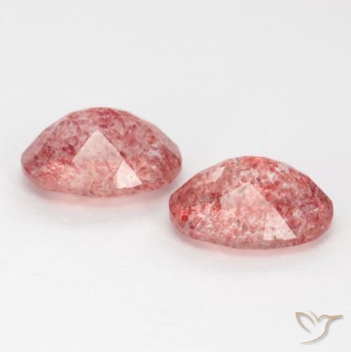 Gemas de Cuarzo fresa Rosado frambuesa natural de 2.35 ct, Ovalada, Translúcido