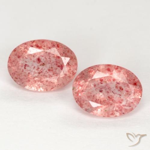 Gemas de cuarzo fresa rosa natural de 2,24 ct, corte óvalo, translúcido