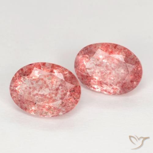 Gemas de Cuarzo fresa Rosado palo de rosa natural de 2.31 ct, Ovalada, Translúcido
