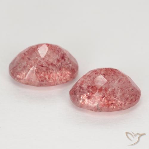 Gemas de Cuarzo fresa Rosado rojizo natural de 2.75 ct, Ovalada, Translúcido