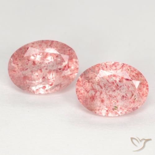 2.38ctw Natural Rosado claro medio cuarzo fresa, Ovalada, Translúcido