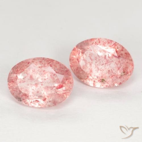 Gemas de Cuarzo fresa Rosado claro medio natural de 2.38 ct, Ovalada, Translúcido