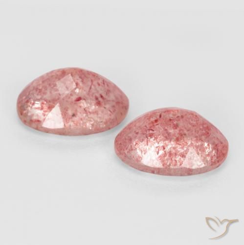 Gemas de Cuarzo fresa Rosado claro natural de 2.39 ct, Ovalada, Translúcido
