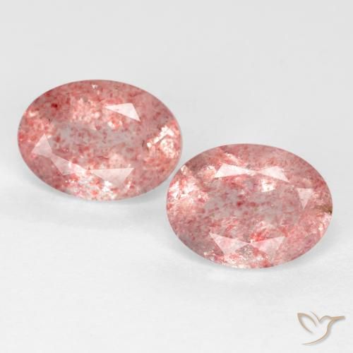2.33ctw Natural Rosado cálido claro cuarzo fresa, Ovalada, Translúcido