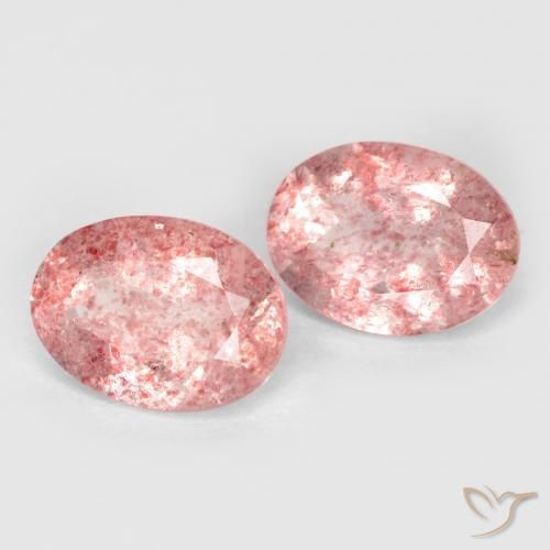 Gemas de Cuarzo fresa Rosado cálido claro natural de 2.33 ct, Ovalada, Translúcido