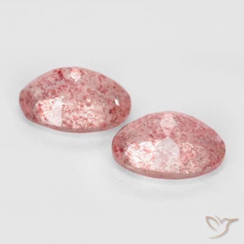 Gemas de Cuarzo fresa Rosado cálido claro natural de 2.33 ct, Ovalada, Translúcido