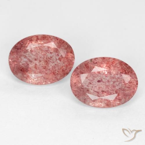 2.34ctw Natural Rosa rosado cuarzo fresa, Ovalada, Translúcido