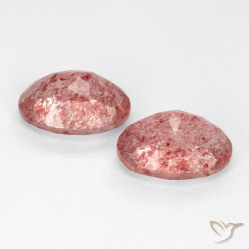 Gemas de Cuarzo fresa Rosa rosado natural de 2.34 ct, Ovalada, Translúcido
