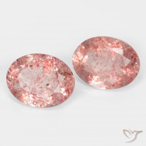 Gemas de cuarzo fresa Rosado claro natural de 2.62 ct, Ovalada, Transparente