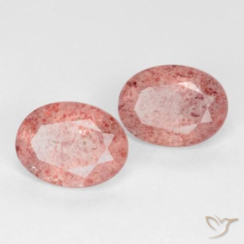 Gemas de Cuarzo fresa Rosado claro medio natural de 2.31 ct, Ovalada, Translúcido