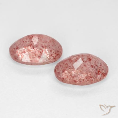 Gemas de Cuarzo fresa Rosado claro medio natural de 2.31 ct, Ovalada, Translúcido