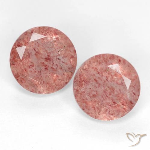 2.16ctw Natural Rosa oscuro Cuarzo fresa, Redondo, Translúcido