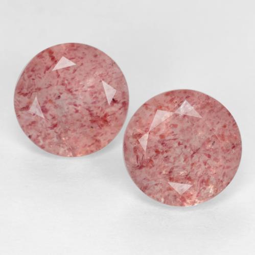 Gemas de Cuarzo Fresa Rosado claro medio natural de 2.44 ct, Corte Redondo, Translúcido