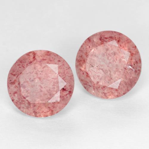 Gemas de Cuarzo Fresa Rosado claro medio natural de 2.44 ct, Corte Redondo, Translúcido