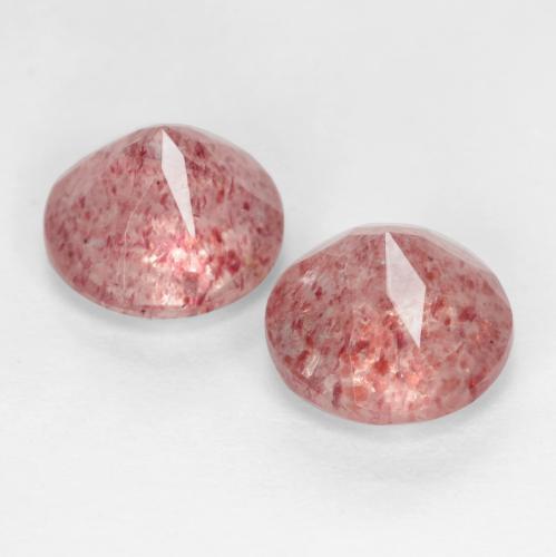 Gemas de Cuarzo Fresa Rosado claro medio natural de 2.44 ct, Corte Redondo, Translúcido